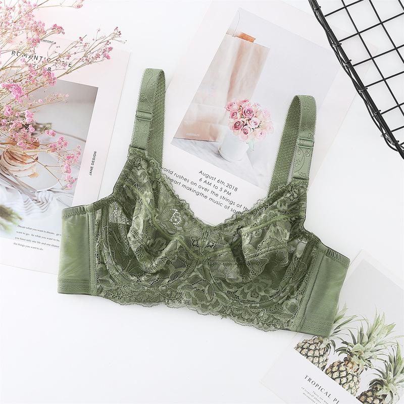 Full Size Thin Underwire Bra for Large Breasts No Cotton Thin Lace Underwear