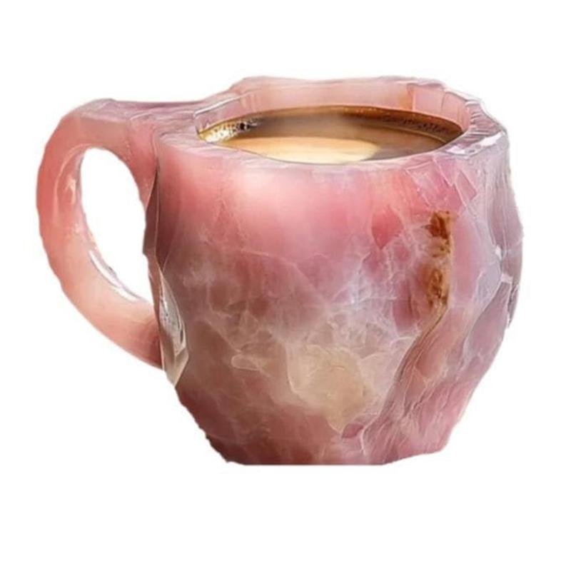 

Элегантная кофейная кружка из жеодового кристалла - кофейная чашка из минерального кристалла, кварцевая каменная чашка, идеально подходит для горячих напитков розовый