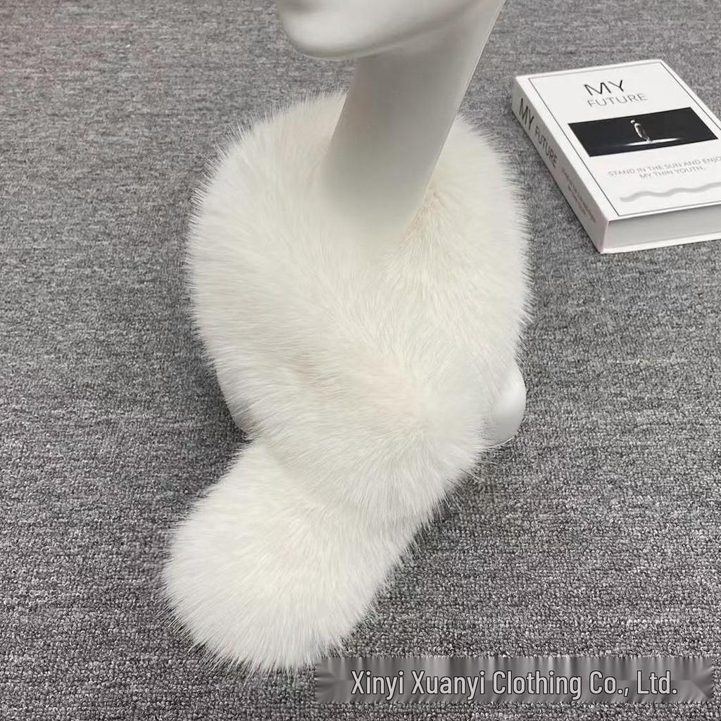 Korean Style Faux Fur Scarf: Double-Sided, Versatile Neck Warmer for Autumn and Winter