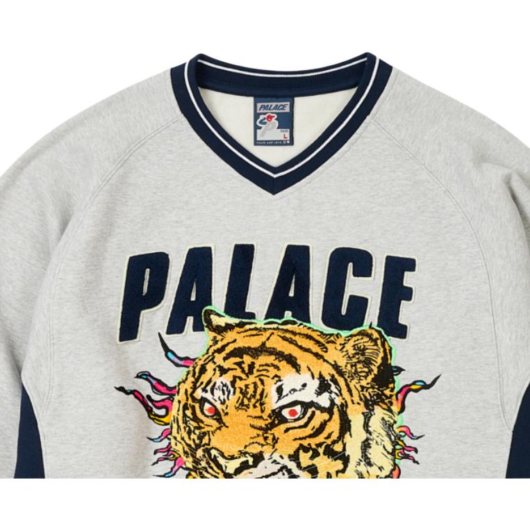 Palace Tora Tora Crew Grey Marl Unisex Tops P28CS061
