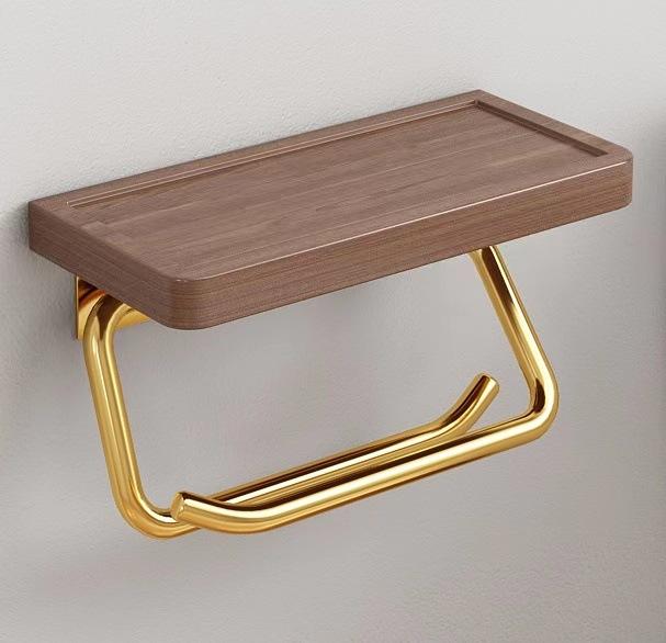 HeMu-Black Walnut Paper Towel Rack, Bathroom Shelf, Toilet Paper Rack, Roll Paper Rack, Wall Hanging Wood