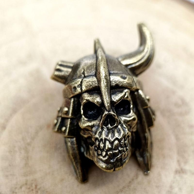 Skull Head Soldier Brass Knife Beads EDC DIY Paracord Woven Bracelets Lanyard Key Chain Pendants Accessories Outdoor Tool Charms
