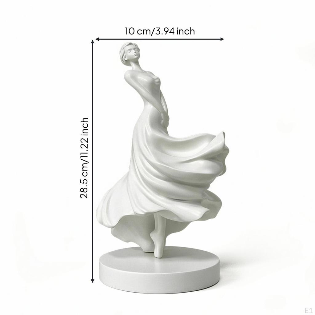 dancers Statue with Pedestal Resin Figurine Elegant Dancing Girl for Interior
