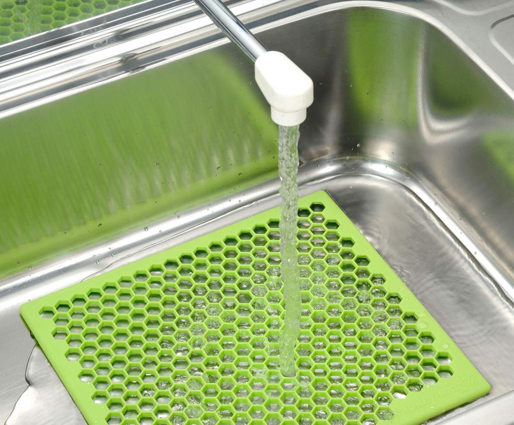 OIZUMI Synthetic Sink X Reduces Water Silicon Honey 39945 Mat, Green, 30.7 27.3 Cm, Splashes, Mat,