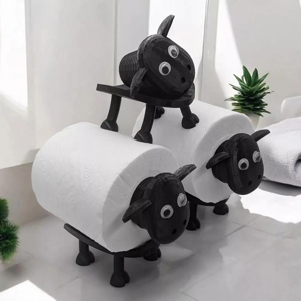 Sheep-Shaped Toilet Paper Holder in Sustainable PLA - Humorous and Eco-Friendly Decor