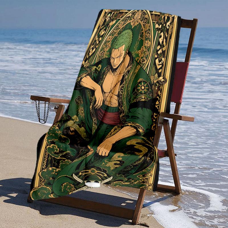 Proof Beach Towel with One Piece Zoro Pattern - Soft,absorbent,quick-drying,machine Washable - Perfect for Swimming,camping,bathing