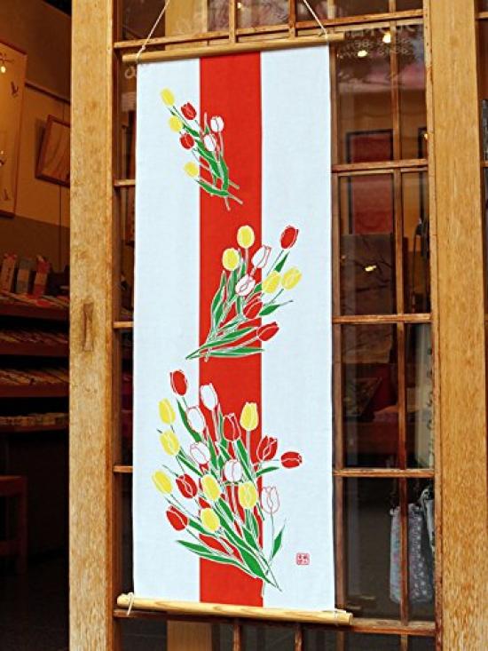 Some no Anbo Tenugui hand Joy of Tokuoka Made in 35cm x 100cm (Japanese towel) "The Tulips" - Hand-dyed, 100% Cotton, weave, Japan,