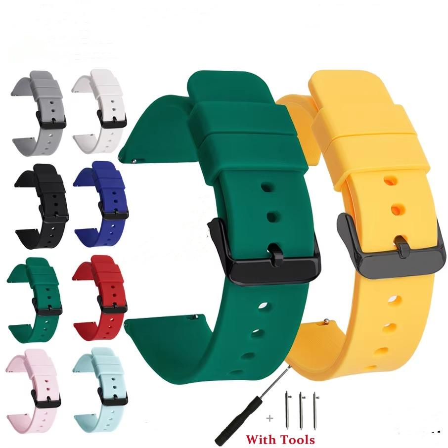16 18 19 20 21 22 24mm Quick Release Silicone Waterproof Watch Strap for Universal Sport  Watch Bracelet Accessories with Tool