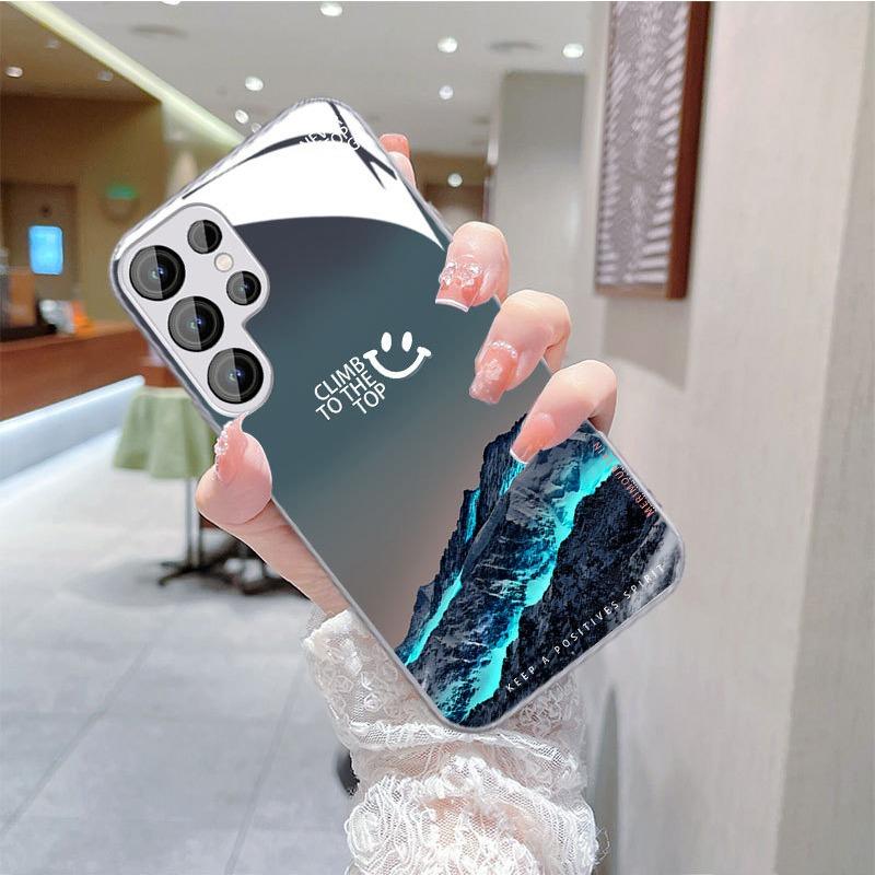 Snow Mountain Is Suitable for Samsung S24ULTRA Mobile Phone Case S23 Glass Mirror S22 Trendy Brand A52A54 Boys New A14