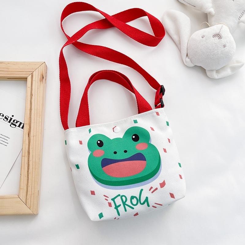 Очаровательная мультяшная холщовая сумка кроссбоди для детей, мягкая кожа, забавный дизайн White