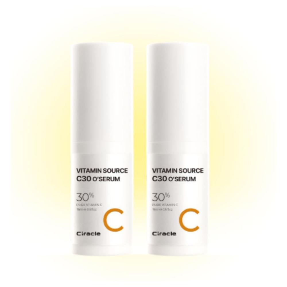 Ciracle Vitamin Source C-30 O Serum 15ml (Set of 2) - Maximum 30% Pure Vitamin C Professional Brightening Duo