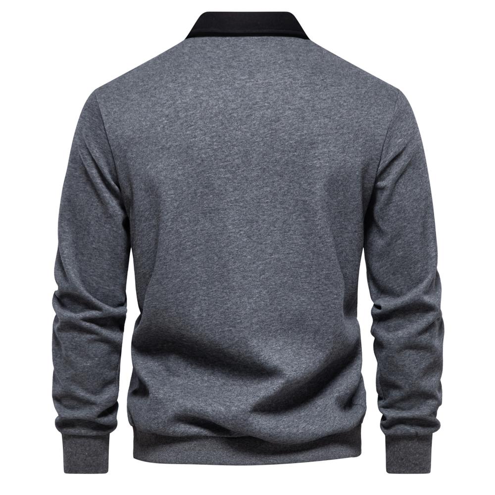 TrendHub New Autumn Fashion Design Polo Neck Sweatshirts for Men Casual and Social Wear Quality Cotton Mens Sweatshirts