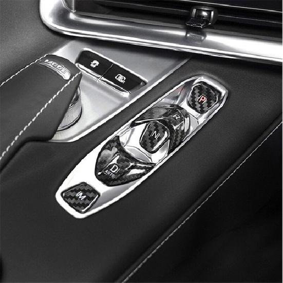 Set Real Carbon Fiber Center Gear Shift Button Cover Sticker For Corvette C8 20+