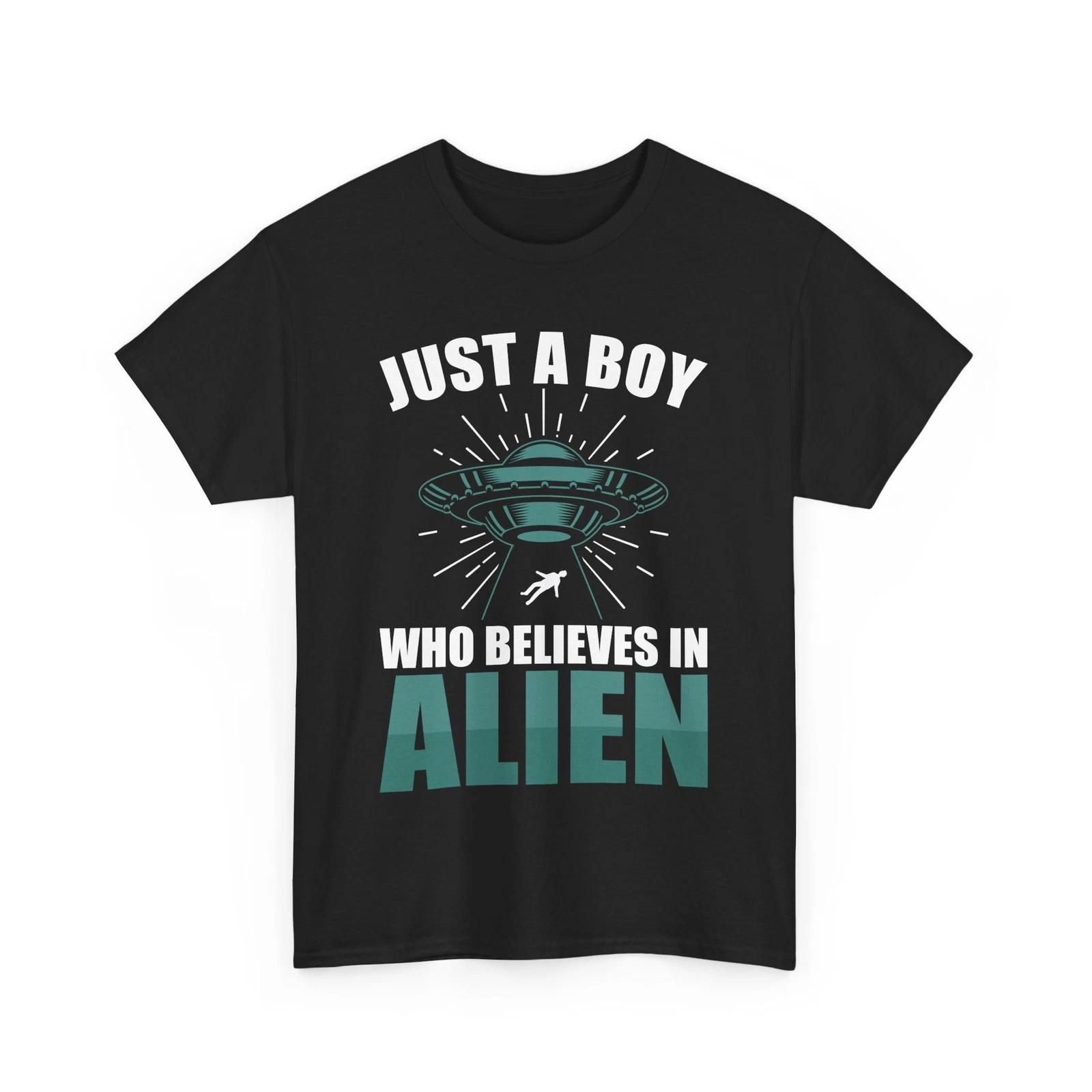 Outer Space UFO T-Shirt | Just a boy Who Believes in Aliens Shirt M