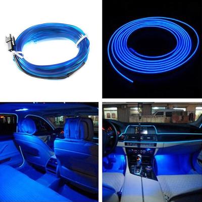 2M Car LED EL Wire Cold Light Glow Interior Flexible Atmosphere Decor Lamp Car Styling Ambient Light Clip Clip 12V Light Line