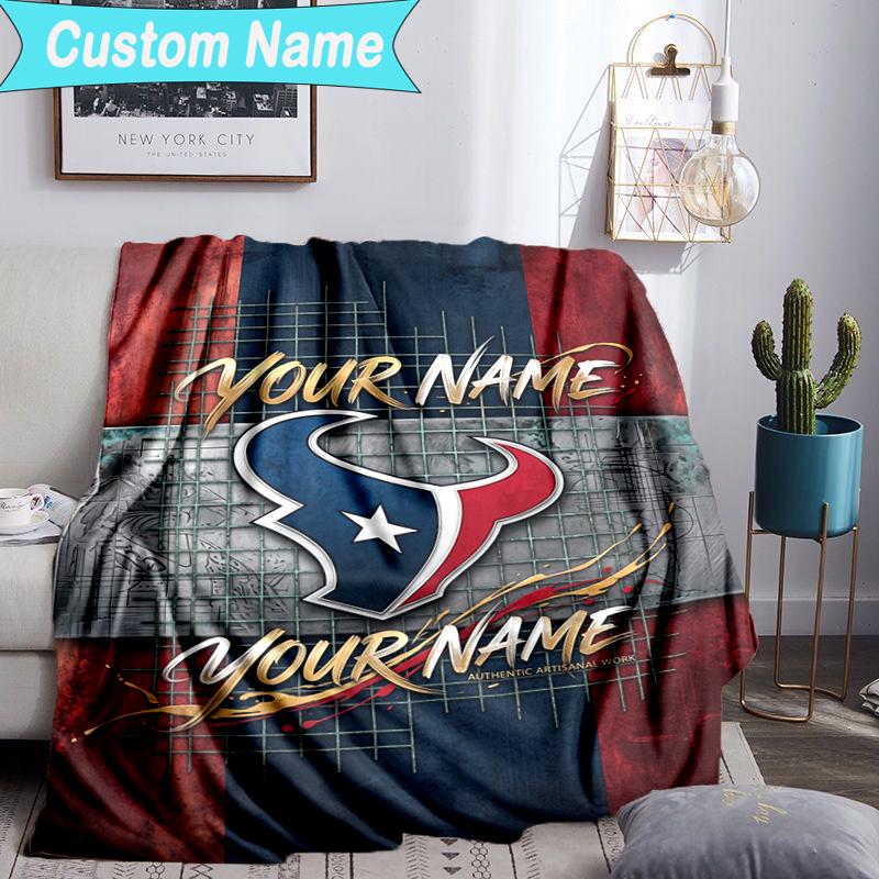 Custom Name Blanket Texans basketball Blanket Bedding Blanket for Travel, Camping, Living Rooms, Offices, Sofas, Fan Christmas gift