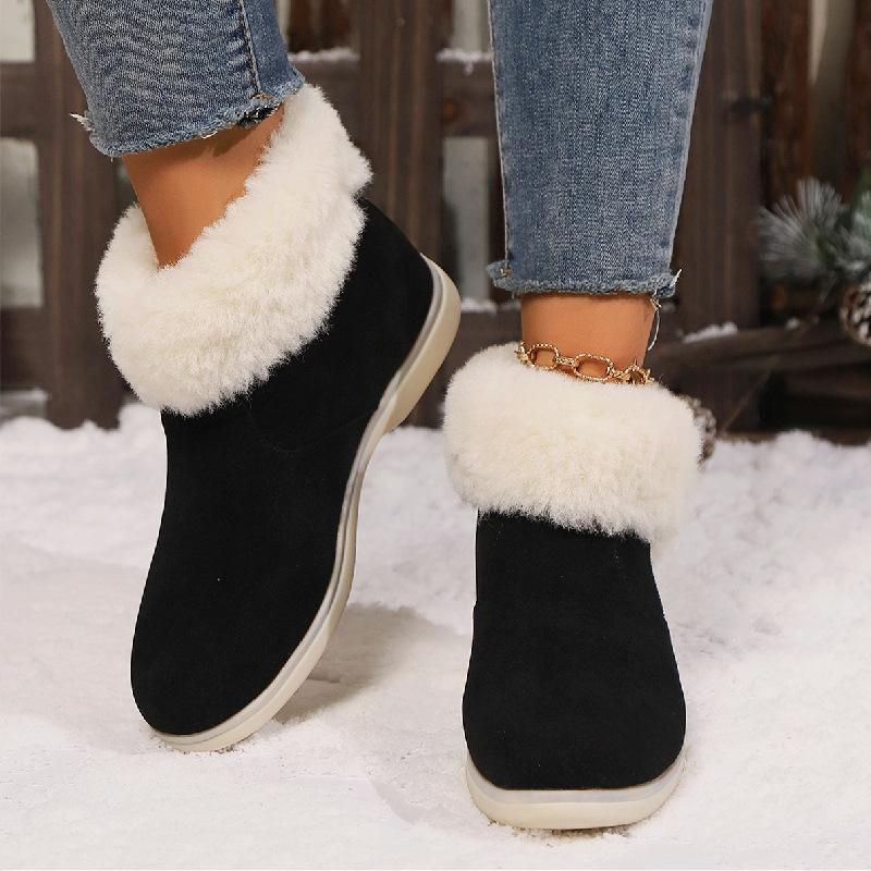 Fashion Winter Men Women Indoor Non-slip Snow Boots Soft Sole Comfortable Warm Shoes Low-top Casual Black Flat Cotton Boots Women Shoes