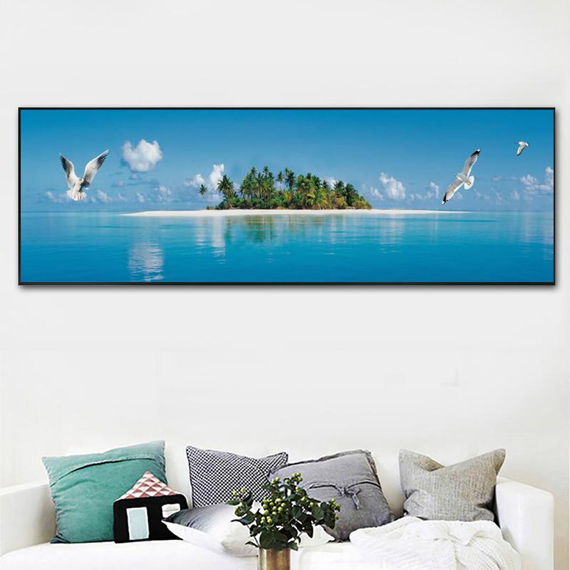 

Пейзаж Синяя морская волна холст картина животное птица чайка плакаты и принты настенные панно для гостиной домашний декор без рамки 20*40cm