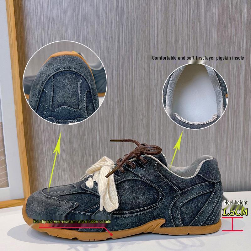 Women's 2025 Autumn Retro Wasteland Style Genuine Leather Casual Dad Sneakers