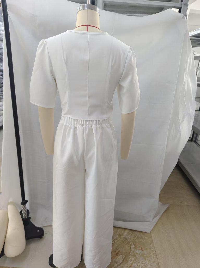 2026 Spring Women's Elegant Two-Piece Set: Short Top and Long Pants
