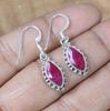 Solid 925 Sterling Silver Ruby Dyed Gemstone Marquise Shape Earrings Handmade Boho Earrings Silver Jewelry
