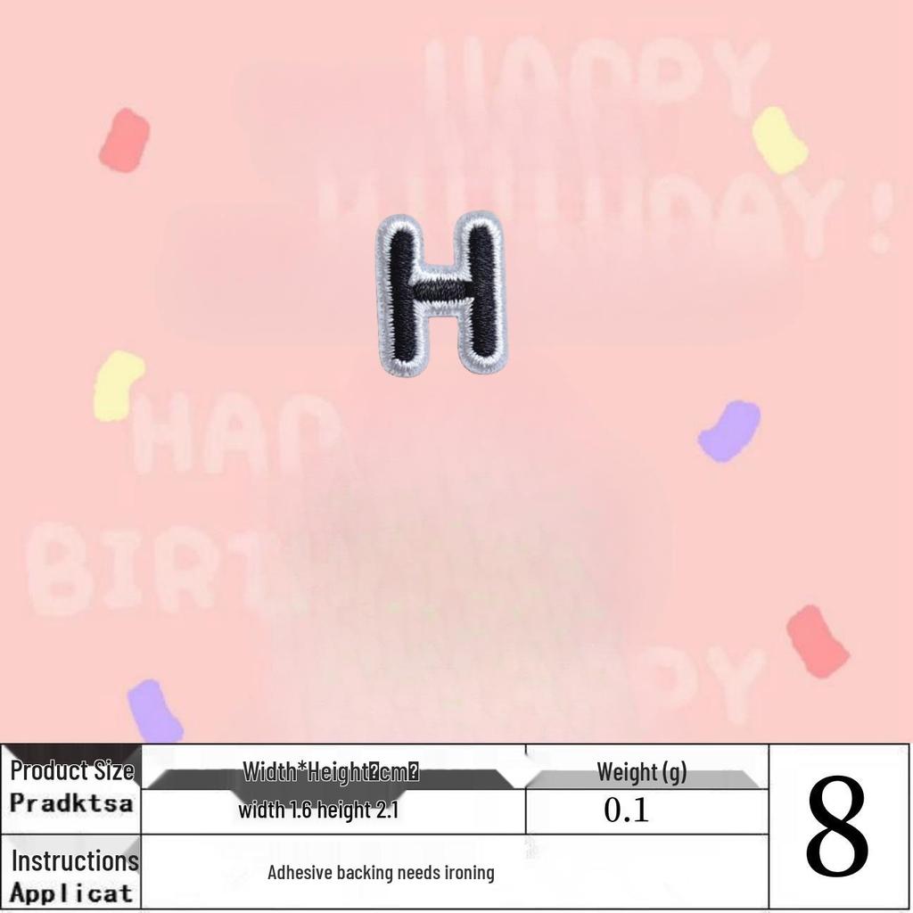 Black English Letter Iron-On Embroidery Cloth Patch for Clothing