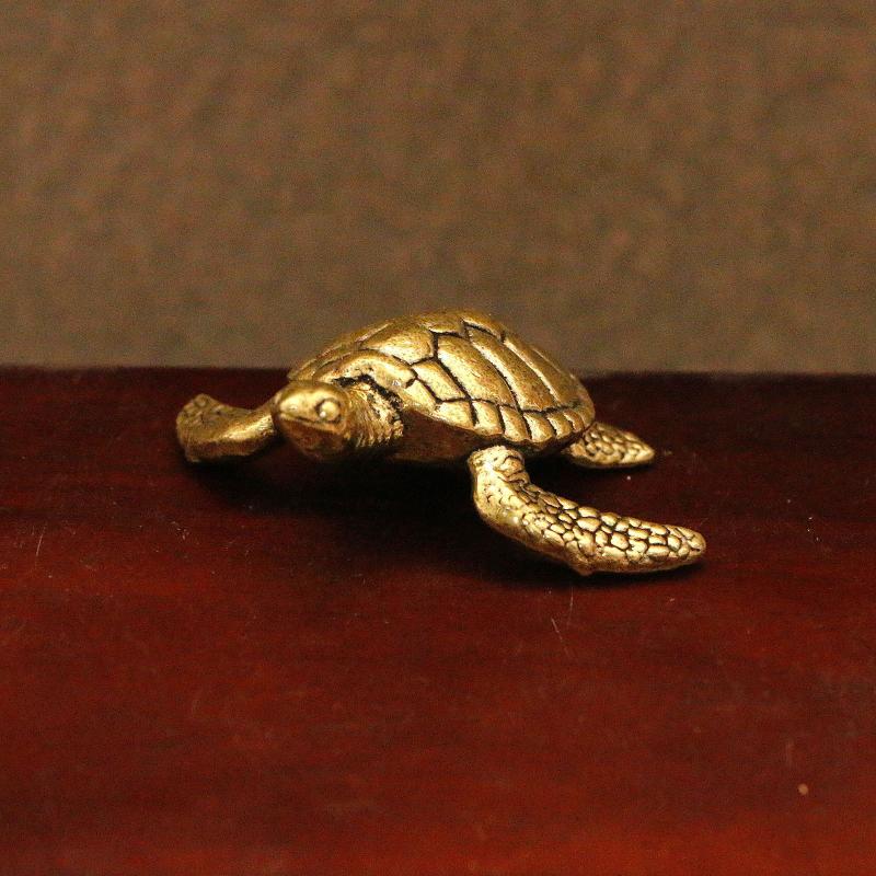 Solid Brass Sea Turtle Figurine Vintage Statue Ornament Tabletop Home Decor Craft Gift