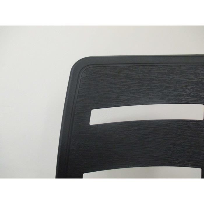 Fauteuil de jardin empilable Borneo - Gris anthracite - Effet bois - Polypropylène