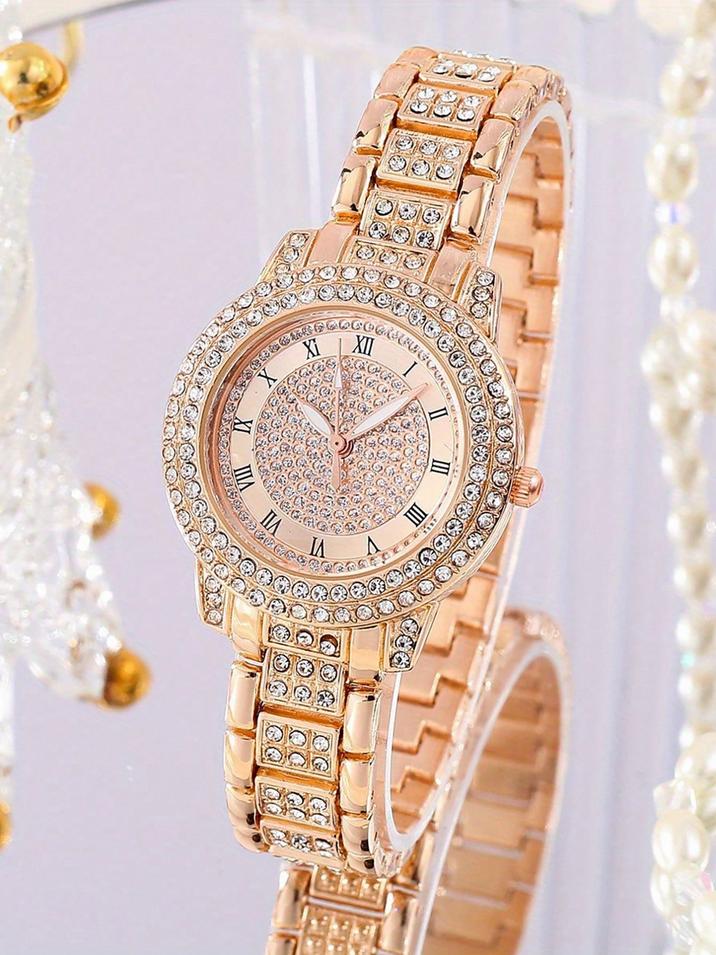 1pc-Roman Patterned Women s Quartz Watch, Women s Watch, Starry Sky Bracelet, Quartz Watch ярко-розовый