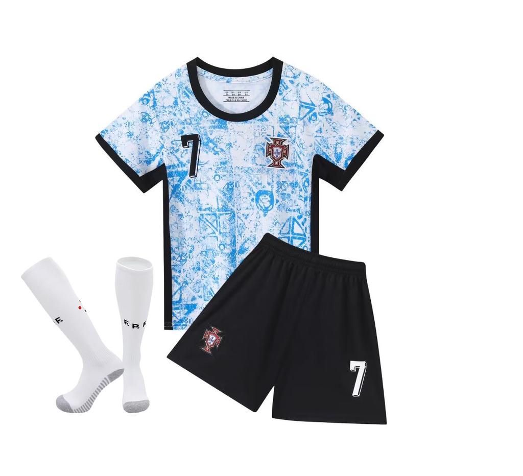 24-25 Portugalsko Venkovní č.. 7 Club Fotbalový dres Dětské oblečení Pánská/Dámská sada Velikost 14-3XL