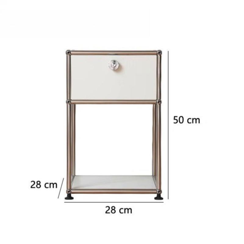 Nordic Nightstands Bedroom Bedside Table Stainless Steel Storage Cabinet with Lock Multifunctional Home Storage Furniture