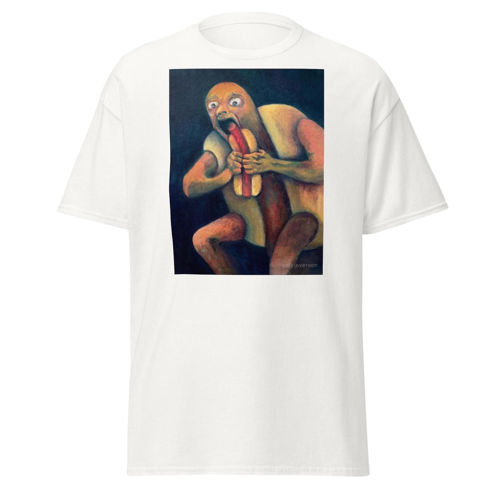 Dog Eat Dog — Goya Inspired Hot Dog Painting — 100% Cotton Unisex Shirt S
