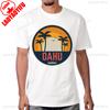 Coconut Tree Beach Sunset OAHU HAWAII Vintage Tshirt Summer Style Short Sleeve Man Tshirt Harajuku Breathe Comfort Cotton Tees