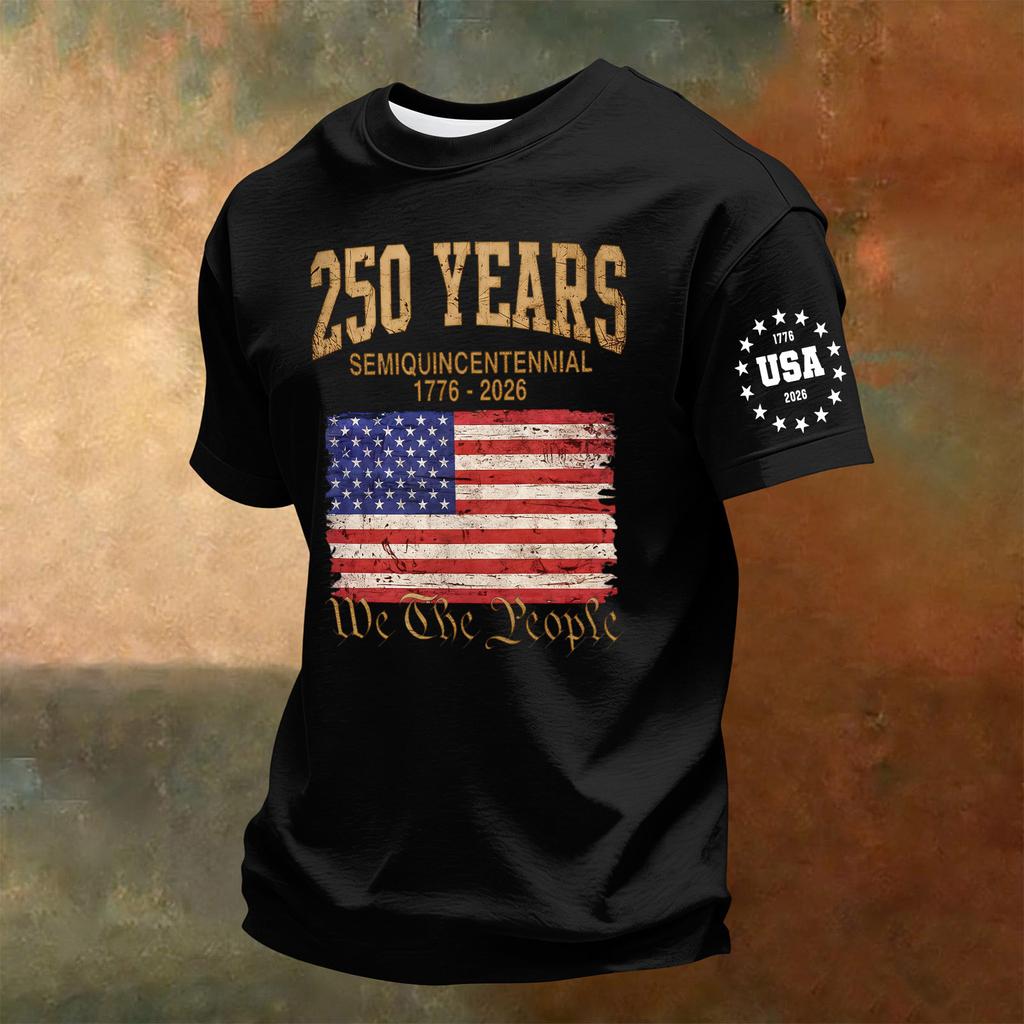 Men's Short Sleeve Crew Neck T-Shirt 250th Anniversary Independence Day Print Casual Comfortable Fit Summer Wear