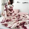 Herbst Winter Wärme Essentials 3D Blasenplüsch Überwurf Tie-Dye Kaninchenfellimitat Textur Luxus Fleece Weich Warm Gemütlich Dekorative Decke für Sofa
