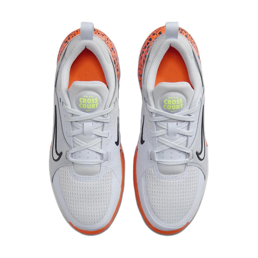 Nike Crosscourt Series Electric Fashion Durable Breathable Non-Slip Low-Top Kids Basketball Shoes Kids Sneaker Gray Orange FV3474-001