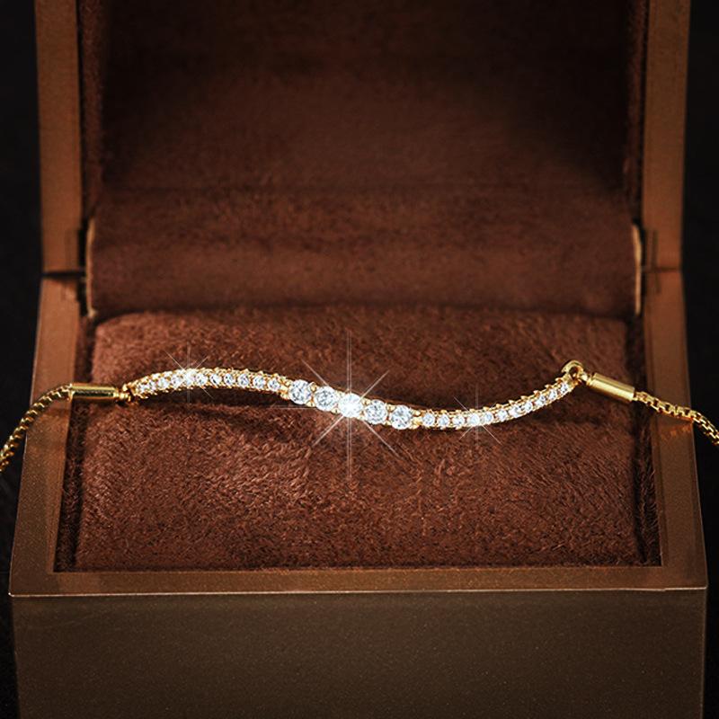 Simple And Minimalist Bracelet For Women, Micro-Inlaid Zircon Jewelry, Adjustable Length Exquisite Jewelry