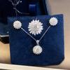 D Color Moissanite Sunflower Jewelry Set with Certificate: Ring, Earrings, Pendant, Diamond Tester Pen & Black Card