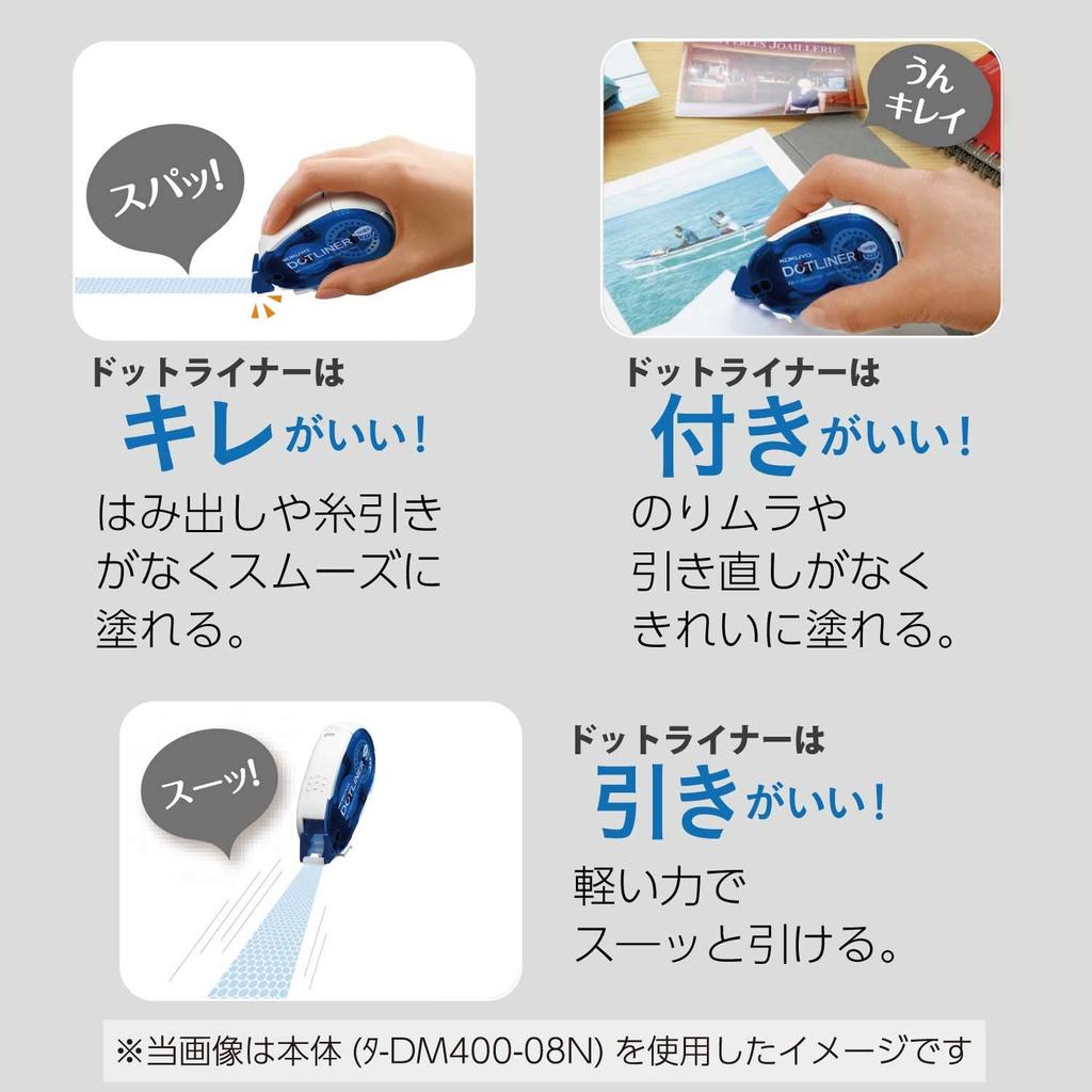 KOKUYO Dotliner Tape Strong Value Pack main 2 Glue, Adhesive, (1 unit, refills) TA-DM400-08N-2R-L2