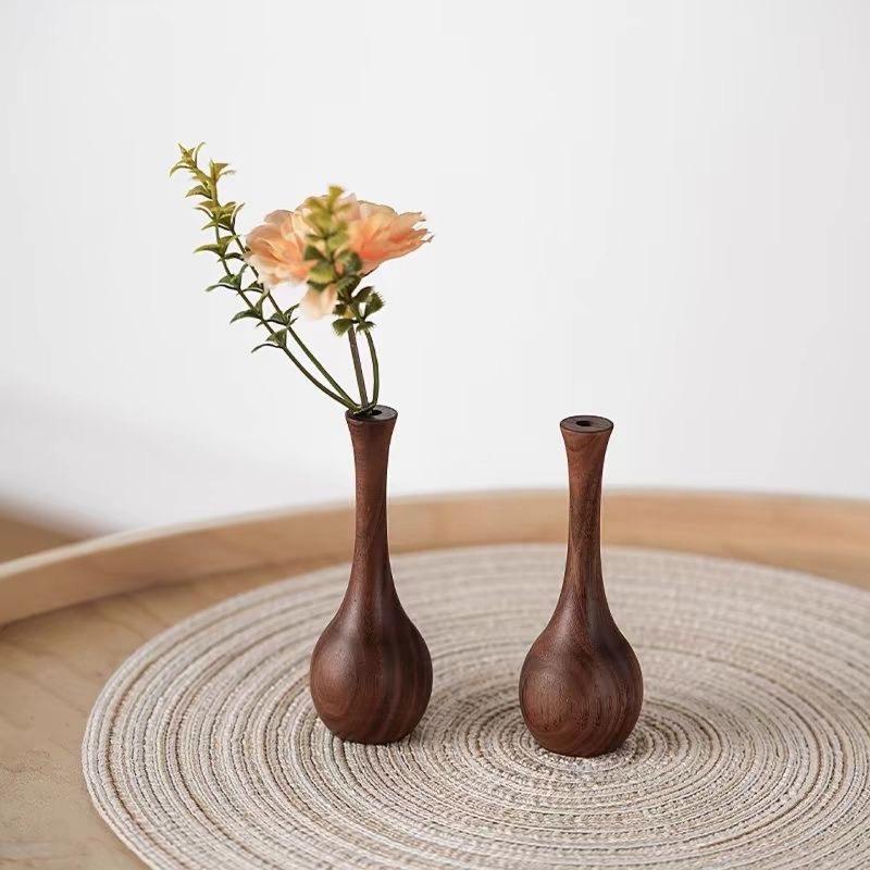 Black Walnut Vase Aroma Diffuser,2-in-1 Solid Wood Decorative Vase for Dried Flowers&Essential Oils,Handmade Eco-Friendly