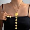 Personalized Fashion Round Pendant Long Women's Necklace Earrings Geometric Smooth CCB Jewelry Set