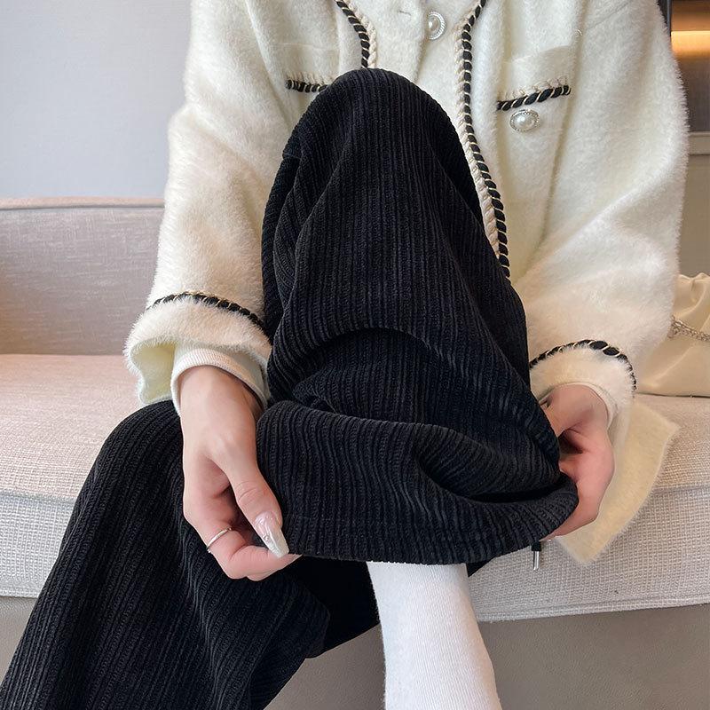 Chenier wide-leg pants women's pants autumn and winter 2025 new casual drape black velvet straight corduroy pants