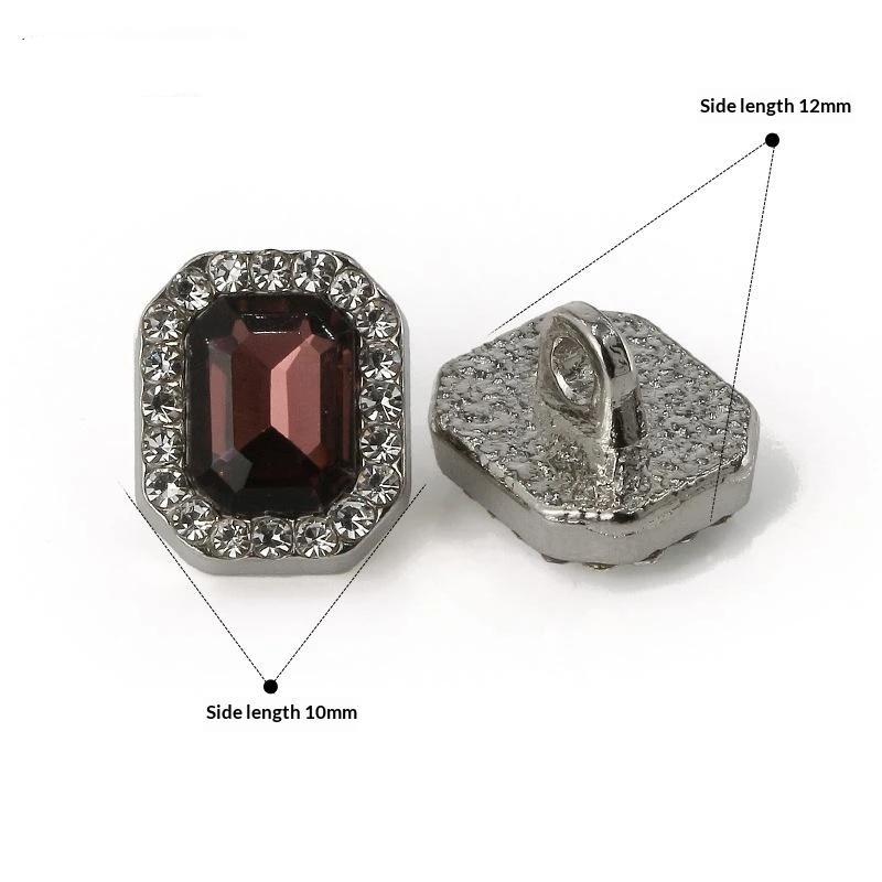 2Pcs Square Diamond Buttons Alloy Coloured  Hand-Sewn Buttons Spot Wholesale Diy Coat High-Grade Button Decorat