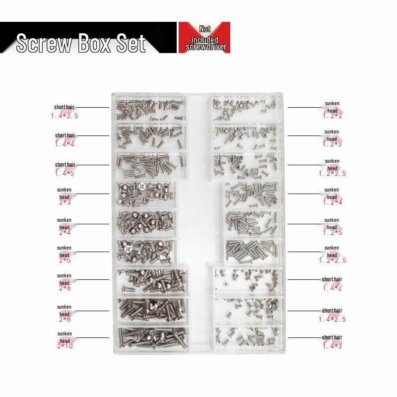 18-Sized Mini Screw Set: Screws for Watches, Eyeglass Frames, and Laptops