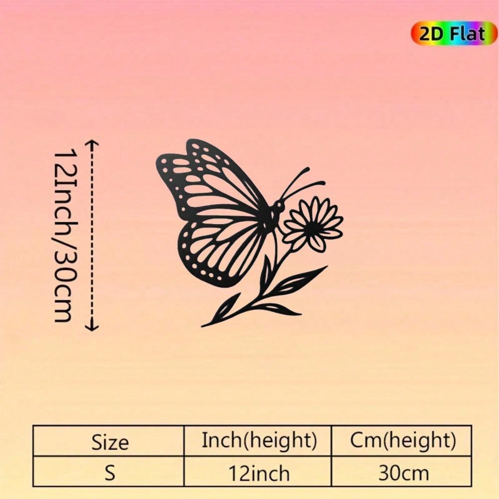 Butterfly Flower Metal Wall Art Vintage Iron Sculpture Home Garden Decor Gift