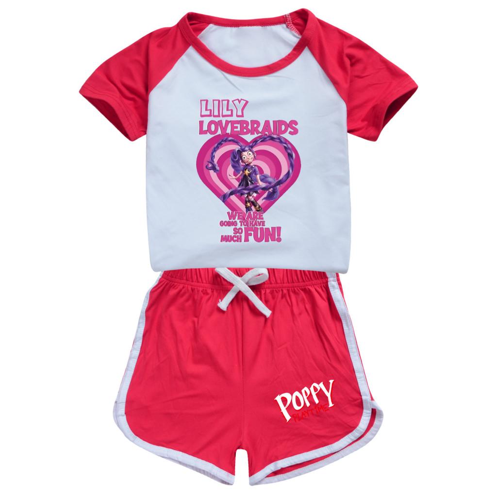 5580 Kids Girls Bobi Time Lily Printed Tracksuit Top Pants T-shirt Shorts Set 100cm красный