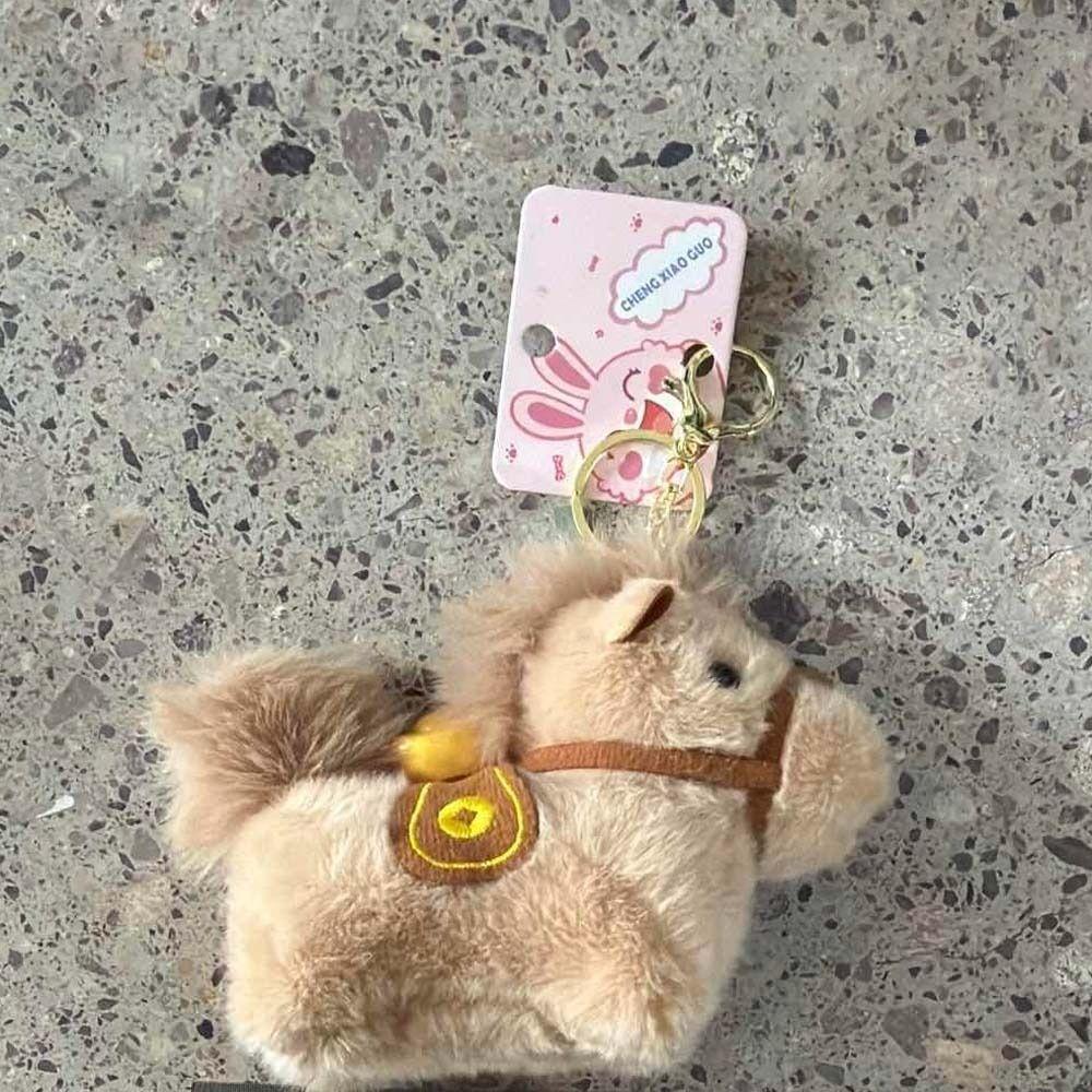 Cute Plush Horse Keychain Creative Chinese New Year Gift Funny Yuanbao Pony Pendant  Birthday Gift