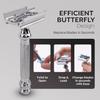 PARKER Safety Razor Men Long Handle Heavyweight Butterfly Open Razors And 5 Platinum Double Edge Blades