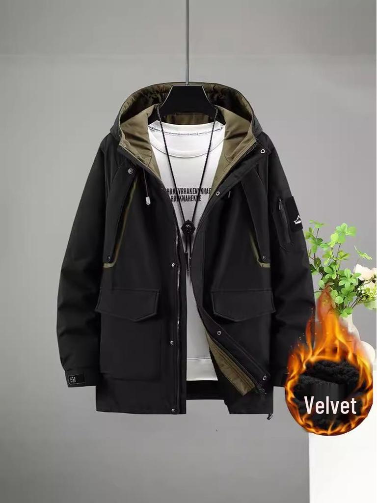 Men's Plus Size Winter Velvet Workwear Jacket, Thick & Loose Fit for Trendy, Extra Fat Sizes