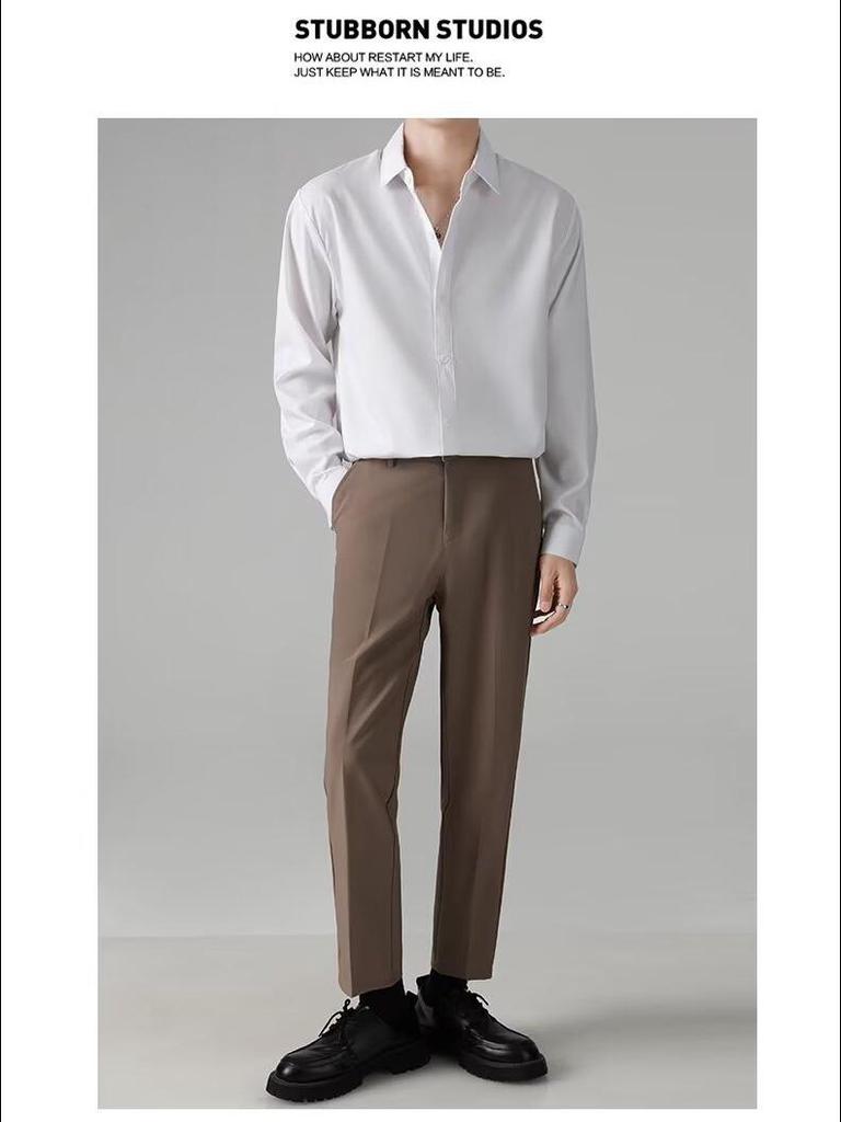 Men's Korean-Style Loose Business Casual Long-Sleeve Shirt - Light Autumn/Spring